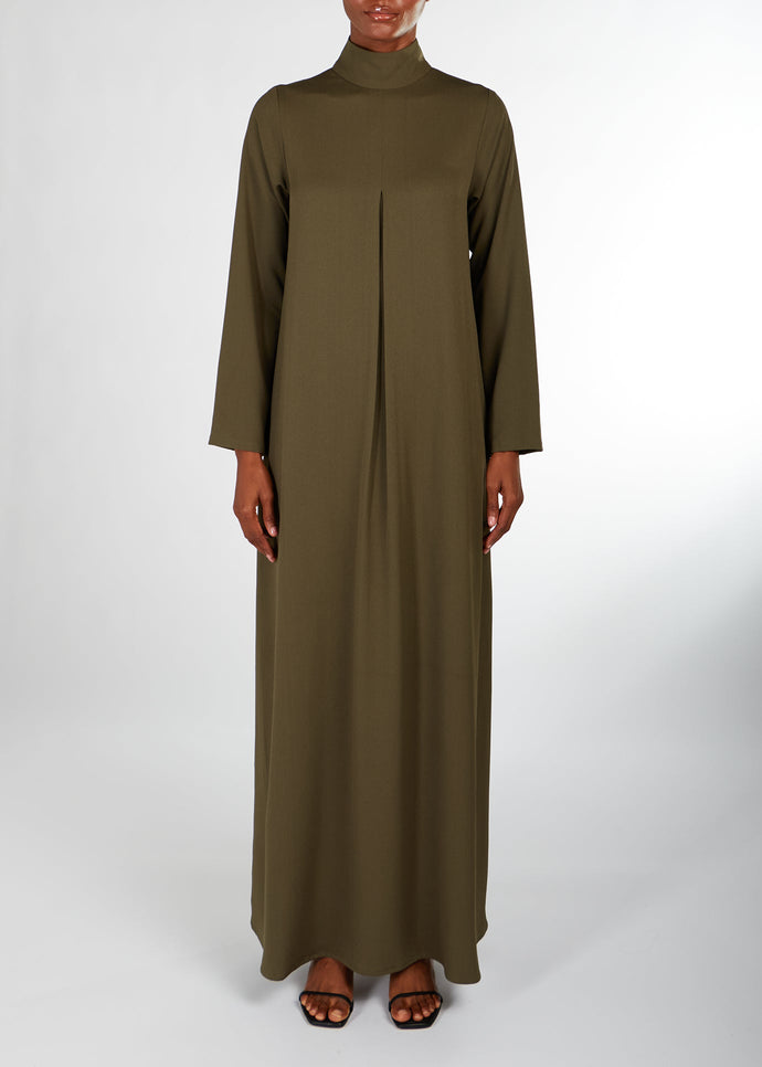Turtle Neck Pleat Abaya Olive | Abayas | Aab Modest Wear