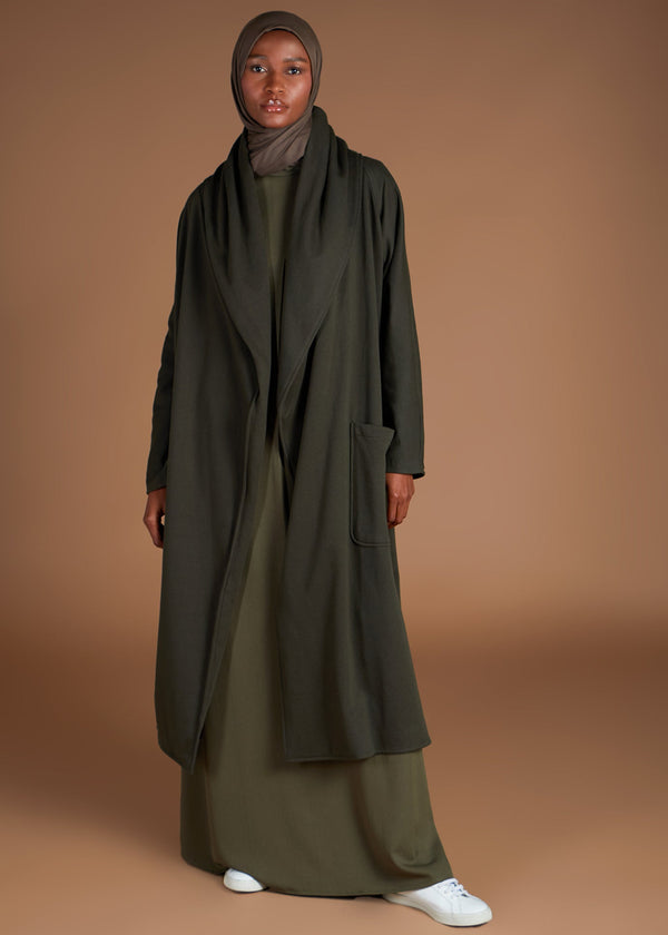 Cozy Fleece Cover Up Olive | Coats & Cover Ups | Aab Modest Wear