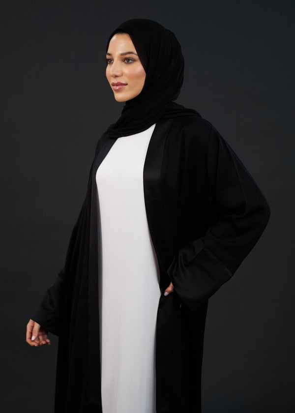 Loose Fit Kimono Black Satin | Kimonos | Aab Modest Wear