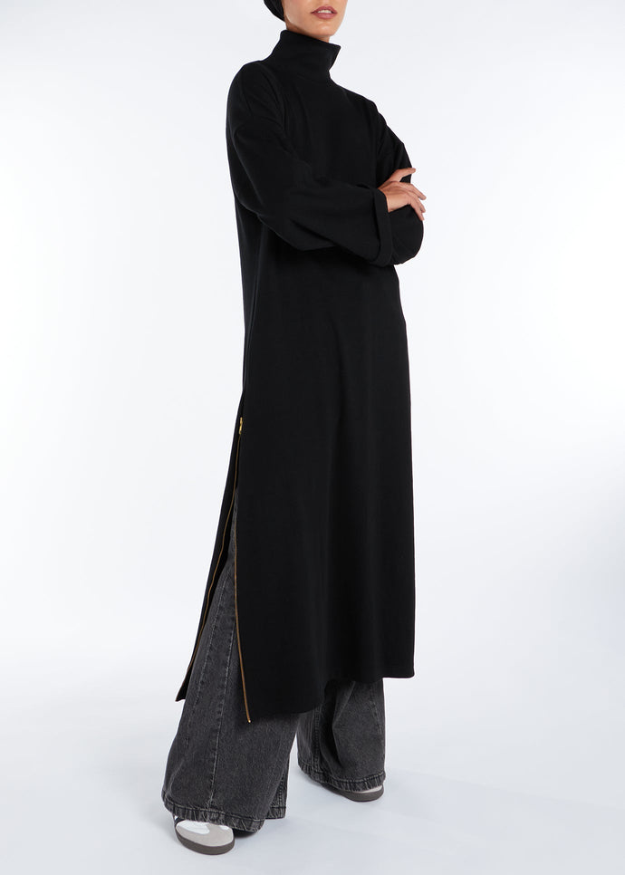 Side Zip Ribbed Midi Black | Midis | Aab Modest Wear