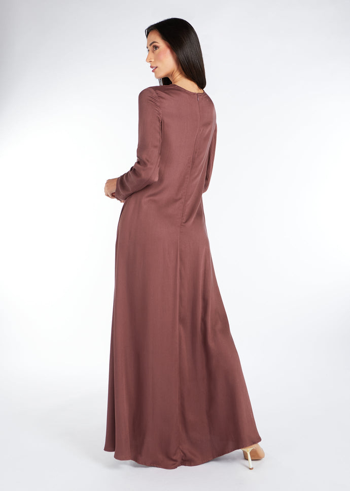Long Line Abaya Warm Taupe | Abayas | Aab Modest Wear