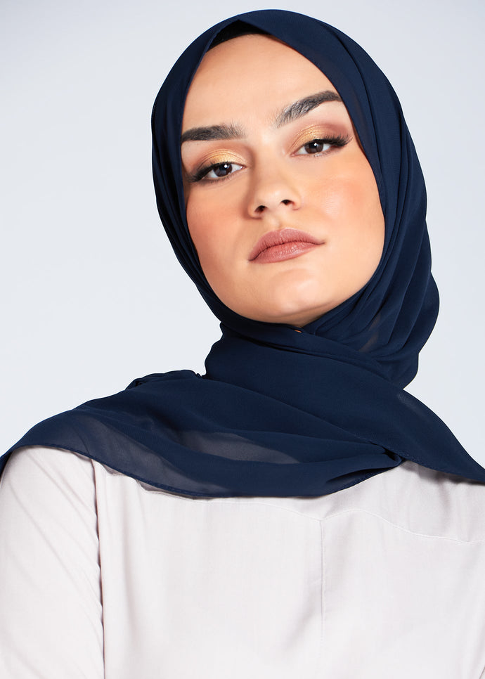 Navy Crepe Hijab
