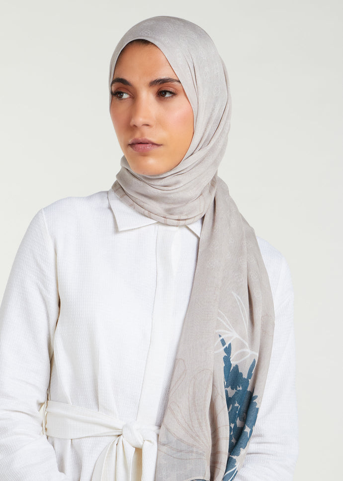 Blue Yew Print Hijab