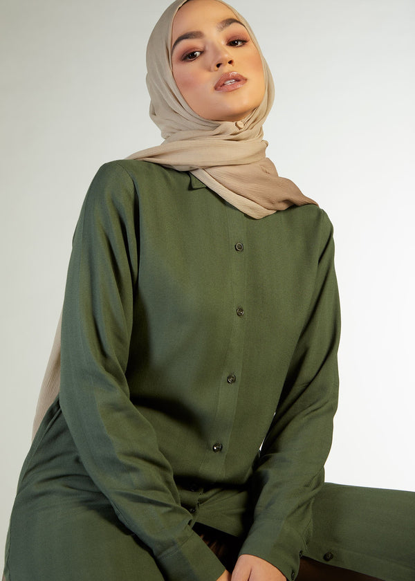 Shirt Dress Deep Green