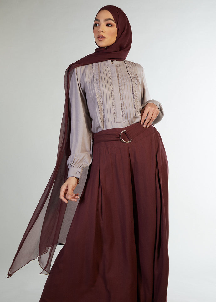 Full Flare Trousers Burgundy