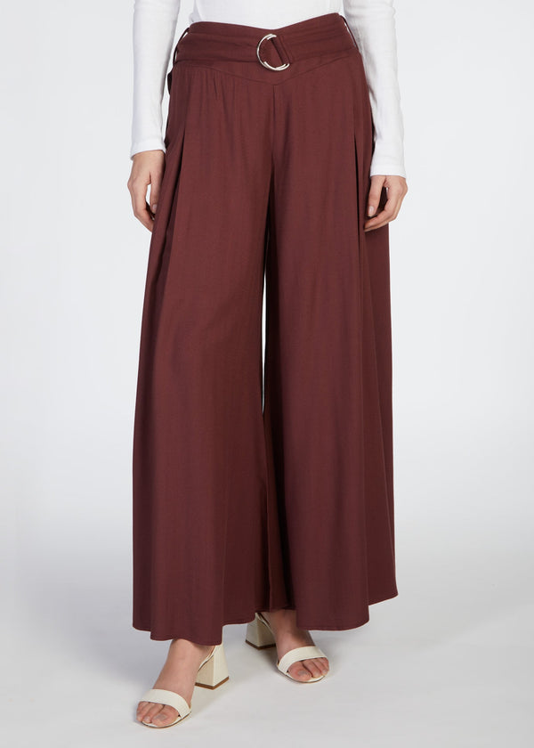 Full Flare Trousers Burgundy